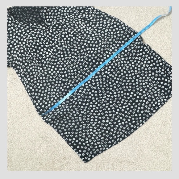 Madewell Shift Dress Black White Floral Short Sleeve Button Neck Mini Dress Sz S - Picture 8 of 10